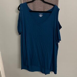 Lane Bryant Women's Teal Short Sleeve Open Shoulder Top